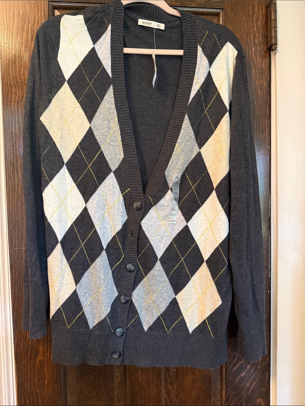 Old Navy Charcoal Argyle Button-Front Women's Cardigan